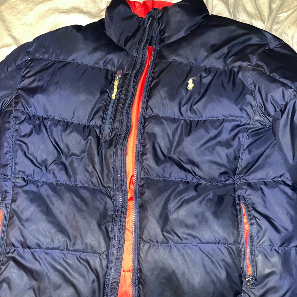Polo by Ralph Lauren Navy Blue Puffer Jacket RL/250 with Red Trim